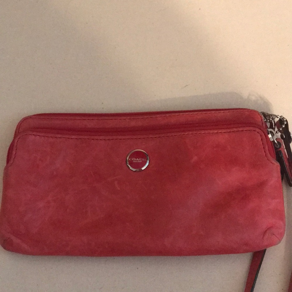 Coach pink leather wristlet
